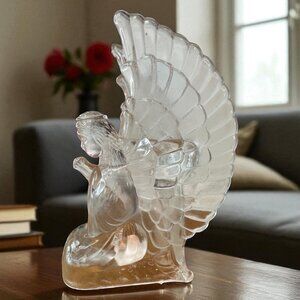 7" Praying Angel Crystal Candleholder With Candle Included